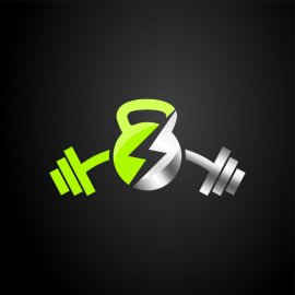 Crossfit Gym Icon PNG Neon Green Silver 3d Fitness Graphic Vector