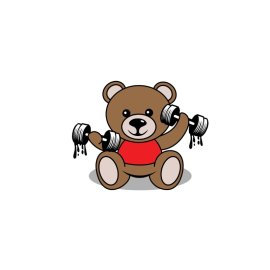 Cute Bear Lifting Weights PNG Cartoon Bear Vector Mascot For Gym