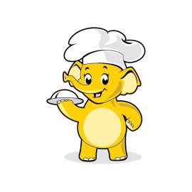 Cute Elephant Chef PNG Yellow Color Elephant Wearing Chef Hat Vector