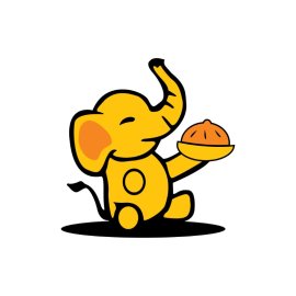 Cute Elephant PNG Yellow Color Elephant Eating Yum Yum Vector