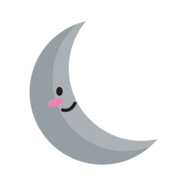 Cute Moon PNG Kawaii Moon With Smiley Face Grey Color