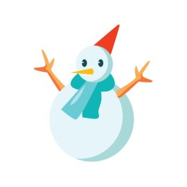 Cute Snowman PNG Wearing Muffler Vector