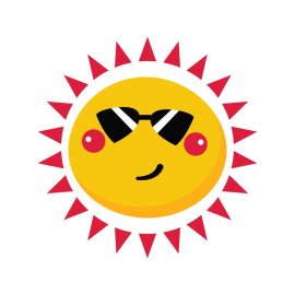 Cute Sun PNG Cartoon Sun Wearing Black Glasses Vector