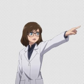 Anime girl-She is pointing to the right with her hand, background removed image, transparent background, PNG