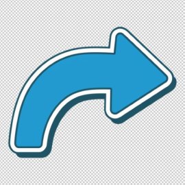 Arrow icon curved transparent PNG.