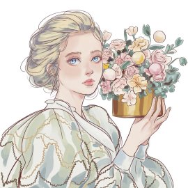 Beautiful girl with flower bouque