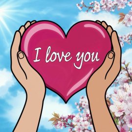 Pink heart with the text