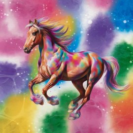 Rainbow color horse design portrait