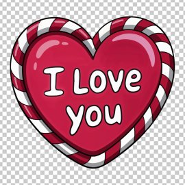 Red heart with the text