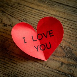 Red heart with the text