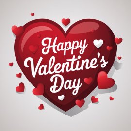 Vector illustration of a large red heart with the text