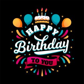 Birthday Celebration Design with Cake & Balloons