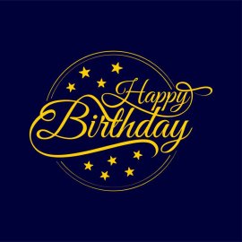 Classic Gold Birthday png |  Happy BirthdayTypography on Navy Background | Happy Birthday Typography PNG | Happy Birthday Typography Vector