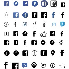 Facebook Icons Logo Vector PNG | Social networking letter “f” emblem | Minimalist social media app symbol set | Blue and white digital communication mark