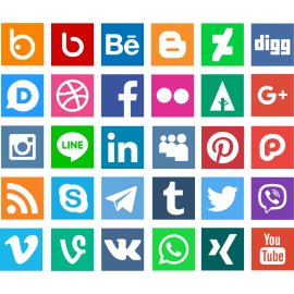 30 Social Networks Logo Vector PNG | Colorful social media icon set for modern branding | Flat square logos representing leading social platforms | Versatile vector symbols for digital communication and marketing
