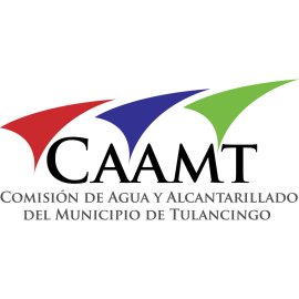CAAMT water and sanitation authority logo | Comisión de Agua y Alcantarillado municipal emblem | Tulancingo public utilities brand mark | Colorful institutional identity for CAAMT