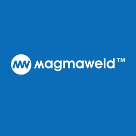 Magmaweld Logo Vector PNG | Modern industrial welding brandmark | Clean blue and white corporate identity | Minimalist engineering logo design
