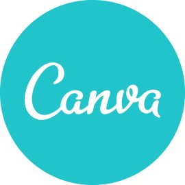Canva Logo Vector Png | Modern turquoise circle logo with handwritten script wordmark | Clean, minimalist emblem for online design platform | Friendly, creative branding symbol for visual content creation