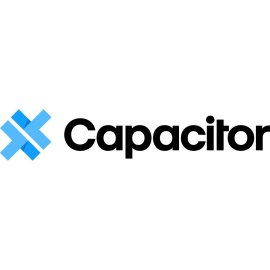 Capacitor Logo Vector PNG | Modern Crossed-Bar Symbol | Blue Geometric App Icon | Capacitor Brand Wordmark