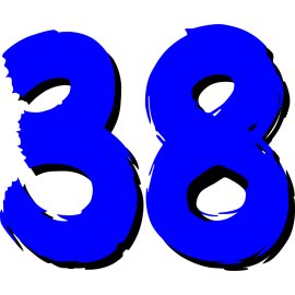 Bars A Logo Vector Png | Bold Number 38 Icon | Dynamic Blue Brushstroke Emblem | Modern Sports-Inspired Mark