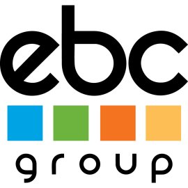 Ebc Group Logo Vector Png | Modern lowercase wordmark with colorful blocks | Bold black typography paired with vibrant squares | Contemporary corporate identity for Ebc Group