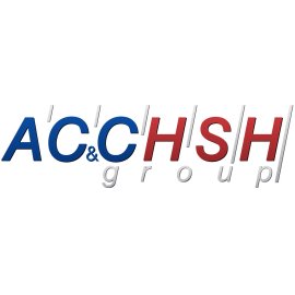 AC&CHSH Group official logo vector|Modern corporate AC&CHSH Group wordmark|AC&CHSH Group blue and red brand identity|AC&CHSH Group professional business emblem