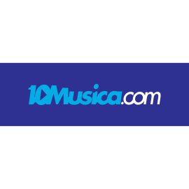 10Musica.com modern wordmark|Play button integrated into numeric symbol|Dynamic blue music streaming identity|Clean digital brand for online audio