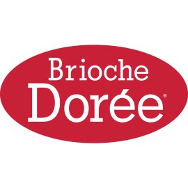 Brioche Dorée Brand Emblem | Contemporary French Bakery Identity | Red Oval Café Logo Design | Elegant Wordmark Foodservice Symbol