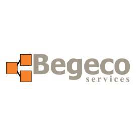 Begeco Services Logo Vector PNG | Modern corporate identity for Begeco Services | Orange square icon with connected blocks | Professional service-oriented brandmark