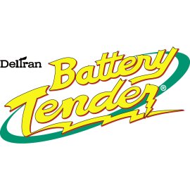 Deltran Battery Tender Logo Vector PNG | Bold yellow Battery Tender wordmark with dynamic script | Electric bolt motif conveying reliable power | Green swoosh emphasizing motion and modern energy