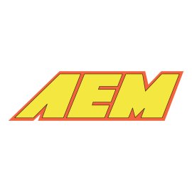 AEM logo vector PNG | Bold italic AEM wordmark | Yellow performance brand emblem | Slanted high‑speed lettering mark