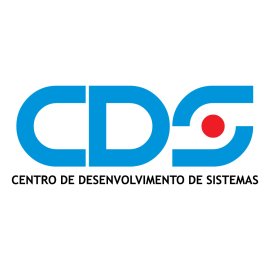 Centro de Desenvolvimento de Sistemas corporate emblem in bold blue lettering|Modern CDS wordmark featuring stylized initials and central red dot|Technology-focused logo highlighting systems development and innovation|Clean Brazilian institutional brand symbol for Centro de Desenvolvimento de Sistemas