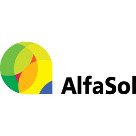 AlfaSol logo vector PNG | Colorful overlapping shapes brand mark | Modern renewable energy identity | Bright circular emblem with bold wordmark