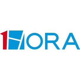 1hora Logo Vector Png | Minimalist red and blue wordmark | Dynamic geometric numeral and letter design | Modern identity for time-focused services