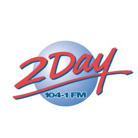 2Day 104.1 FM Logo Vector PNG | Dynamic contemporary radio identity | Bold script wordmark with circular emblem | Energetic broadcast brand mark