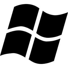 Windows logo vector PNG | Waving four-pane window icon | Minimal monochrome Windows emblem | Classic operating system brand mark