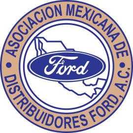 Asociación Mexicana de Distribuidores Ford Emblem | Mexican Ford Dealers Circle Badge | Ford Oval with Mexico Map Seal | Official Ford Mexico Association Mark