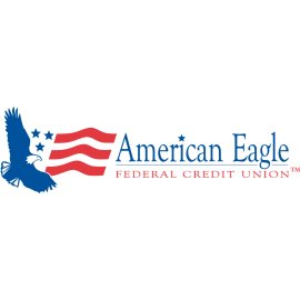 American Eagle Federal Credit Union logo vector|Patriotic financial institution emblem|Flying eagle and waving flag banking logo|Red white and blue credit union brand mark