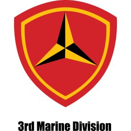 3rd Marine Division Emblem | Red Shield Trident Insignia | Triangular Spearhead Symbol | United States Marine Corps 3rd Division Badge