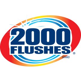 2000 Flushes Logo Vector PNG | Powerful Long-Lasting Toilet Cleaner Emblem | Bold Blue Wordmark with Dynamic Swirl | Freshness and Hygiene Brand Mark