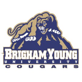 Brigham Young University Cougars emblem|BYU cougar mascot wordmark|Collegiate athletics mountain lion logo|Brigham Young sports identity mark