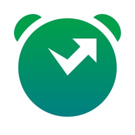 Closingbell Logo Vector PNG | Modern stock market alarm icon | Upward arrow growth symbol | Minimal green financial app emblem