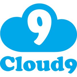 Cloud9 Logo Vector PNG | Playful Blue Cloud Emblem | Bold Number 9 Icon | Friendly Branded Wordmark