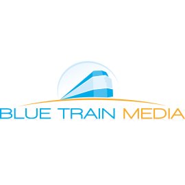 Blue Train Media Logo Vector PNG | Modern high-speed media brand emblem | Dynamic blue train corporate identity | Sleek digital communication symbol