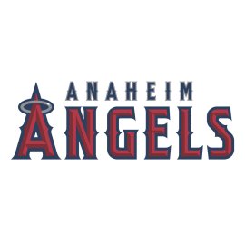 Anaheim Angels Wordmark Logo|Classic Anaheim Angels Emblem|Red and Navy Angels Lettering with Halo|Traditional Major League Baseball Team Identity