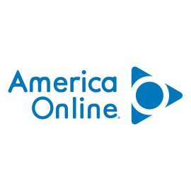 America Online Logo PNG | AOL classic internet brand emblem | Blue wordmark with play-style symbol | Iconic dial-up era online service logo
