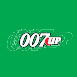 007 UP Anti Shake Logo Vector PNG | Dynamic Spy-Themed Soda Branding | Motion-Blur Inspired Beverage Emblem | Playful Parody of Iconic 7UP Identity