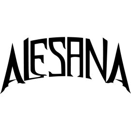 Alesana Logo Vector PNG | Gothic Rock Band Wordmark | Stylized Black Lettering Emblem | Arched Alternative Music Brand Mark