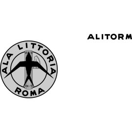 Ala Littoria Roma emblem | Historical Italian airline insignia | Stylized bird-in-flight aviation crest | Circular monochrome aeronautical seal