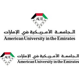 American University in the Emirates Official Logo Vector | AUE Academic Identity Emblem | UAE Flag Inspired Higher‑Education Mark | Bilingual English–Arabic University Wordmark
